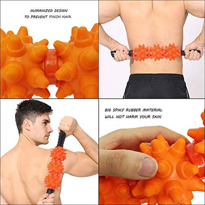 Muscle Roller Stick, Spiky Massage Stick Muscle Roller Deep Tissue Muscle Relaxation Massager Relief Muscle Soreness/Cramping and Tightness with Adjustable Handle for Back/Legs/Shoulder