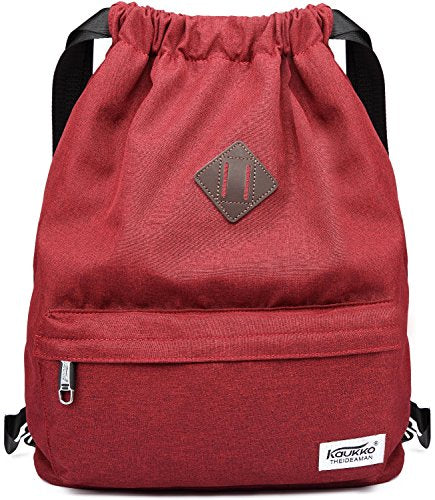 KAUKKO Drawstring Sports Backpack Gym Yoga Bag Shoulder Rucksack for Men and Women(1031-RED) - color: Red