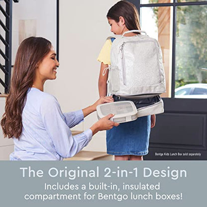 Bentgo Kids 2-in-1 Backpack & Insulated Lunch Bag - Glitter Designed 16” Backpack for School & Travel -, Durable, Water Resistant, Padded, & Large Compartments (Glitter Edition - Silver) - color: Glitter Edition - Silver