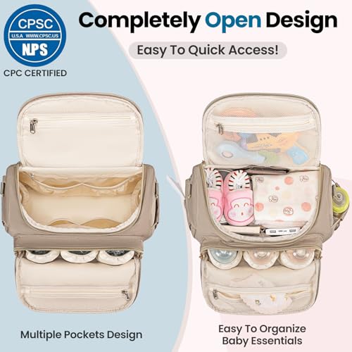 Tealari 4 in 1 Convertible Diaper Bag Backpack,Waterproof Baby Diaper Bag with Changing Pad,Converts into Baby Tote Bag,Diaper Backpack,Stroller Bag and Crossbody Diaper Bag - color: Khaki