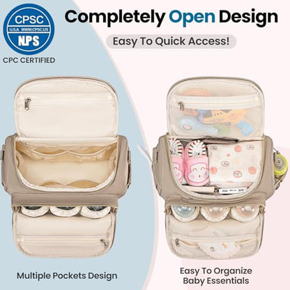 Tealari 4 in 1 Convertible Diaper Bag Backpack,Waterproof Baby Diaper Bag with Changing Pad,Converts into Baby Tote Bag,Diaper Backpack,Stroller Bag and Crossbody Diaper Bag - color: Khaki