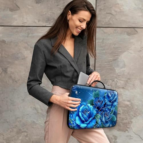 14 15 15.4 15.6 inch Laptop Handle Bag Computer Bag, Pouch Holder Notebook Sleeve Cover Soft Case Compatible for Dell,Lenovo,Toshiba HP, Asus Notebook-Blue Roses - color: Blue Roses