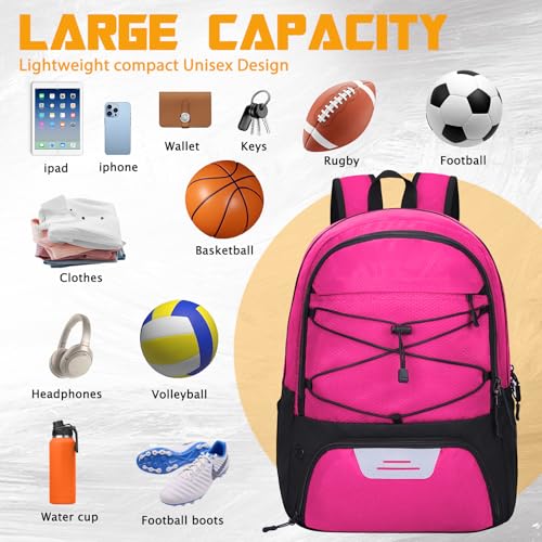 Goloni Soccer Backpack Bag with Separate Ball & Cleat Shoe Compartment,Sports Gym Backpack for Teen Girls Boys Men Women Kids - color: Pink