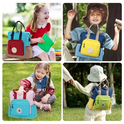 CLUCI Toddler Backpack Kids Backpacks For Boys Preschool Kindergarten Elementary Daycare Backpack For School & Travel Bookbag with 4 Detachable Cute Patches - color: Blue Brown and Red