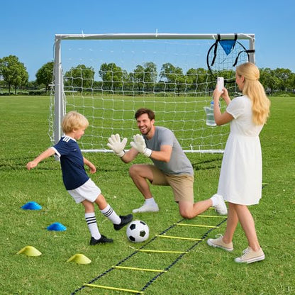 Soccer Goals for Backyard Soccer Goal 12x6 Big 10x6.5 8x6 6x4FT Soccer Goals for Youth Adults and Kids Large Metal 2" Goal Post with Agility Ladder and Target Net Soccer Cones Practice Equipment - style: 6×4 FT