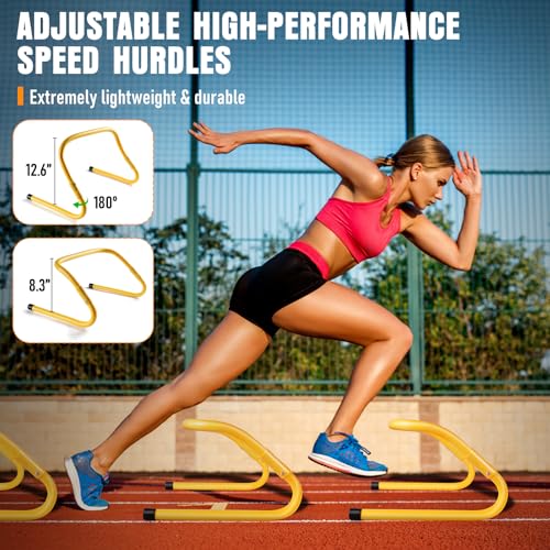 MUROZA Agility Ladder, Agility Speed Training Equipment Set, 20ft Speed Ladder, 12 Soccer Cones, 4 Hurdles, Jump Rope, Running Parachute, Soccer Football Basketball Training Equipment Accessories - color: Yellow