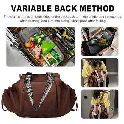 Multifunctional Travel Organizer Bag for Ladies - Doubles as a Stylish Backpack, Crossbody and Shoulder Bag, Boasts Great Storage Capacity (Dark Brown) - color: Dark Brown