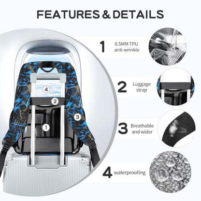 Cusangel Clear School Backpack,Heavy Duty Clear Backpack,16.5 x12 x5inch TPU Large Capacity See Through bookbag for Sport Events,Travel (Blue) - color: Blue