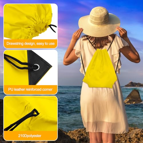 KUUQA 2 Pcs Yellow Drawstring Backpack Drawstring Bag Bulk Sports Cinch Bags String Backpack Storage Bags for Gym Traveling - color: Yellow