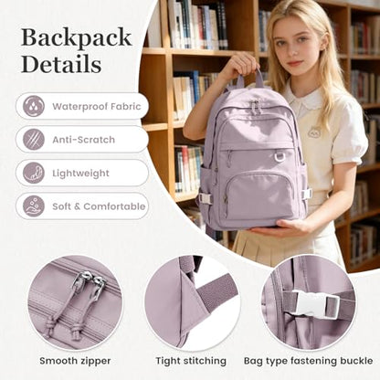 Lightweight College Backpack for Women Men Cute School Bag for Teens Girls Boys High School Backpack for Students Waterproof Casual Daypack Backpack（Purple） - color: A6-purple