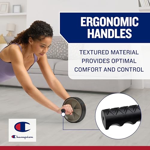 Champion Ab Roller Wheel (Grey/Black), Ab Wheel with Dual Non-Skid Wheels, Exercise Roller for Core Workout, Abs Workout Equipment for Home Gym Strength Training and Core Stability