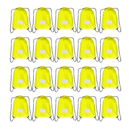 Drawstring Backpack Bulk 20 Packs Draw String Bags for Gym Sports Trip Pedestrianism Cinch Sack DIY for Women Men with Memo Card(yellow) - color: Yellow