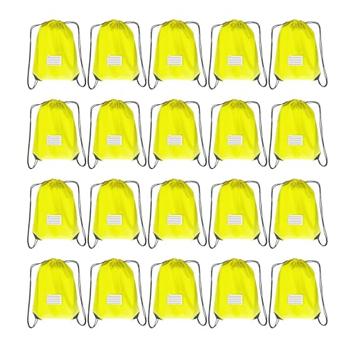 Drawstring Backpack Bulk 20 Packs Draw String Bags for Gym Sports Trip Pedestrianism Cinch Sack DIY for Women Men with Memo Card(yellow) - color: Yellow