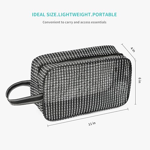 REDSINDA Mesh Shower Caddy Bag for Bathroom Gym Camping Portable Travel Mesh Toiletry Bag for Women Men - color: Standard Black with White Stripes