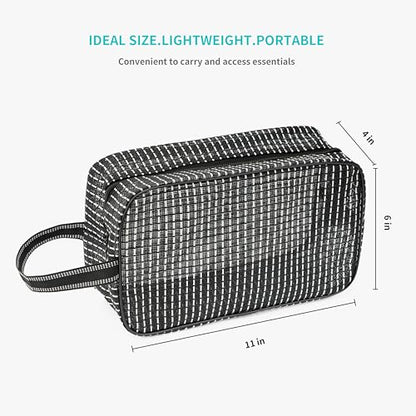 REDSINDA Mesh Shower Caddy Bag for Bathroom Gym Camping Portable Travel Mesh Toiletry Bag for Women Men - color: Standard Black with White Stripes