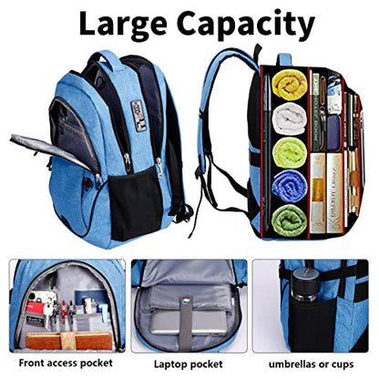 SHRRADOO Anti Theft Laptop Backpack Travel Backpacks with Combination Lock for Women Men College Backpack Computer Bag Fits 17 Inch Laptop,Sky Blue - color: Sky Blue