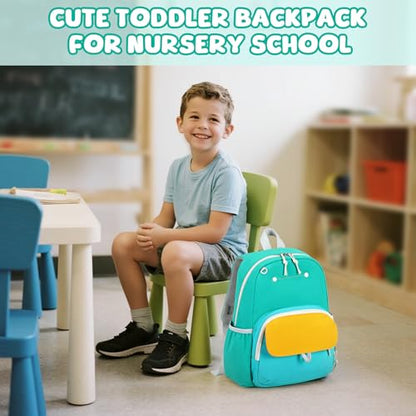 BTOOP Kids Backpack for Boys Girls 3-6, Preschool Kindergarten Backpack with Insulated Lunch Compartment & Chest Strap, Cute Lightweight School Travel Bag Fits A4 Folder - color: Green, size: Age 3-6 (14.5" H Fit Folder)