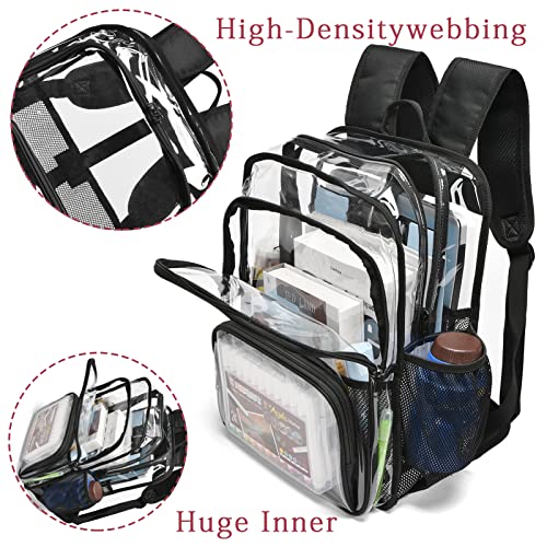 Clear Backpack, Stadium Approved Heavy Duty Waterproof Book Bag for Women Men - color: Black-2pack, size: Large-15.5in