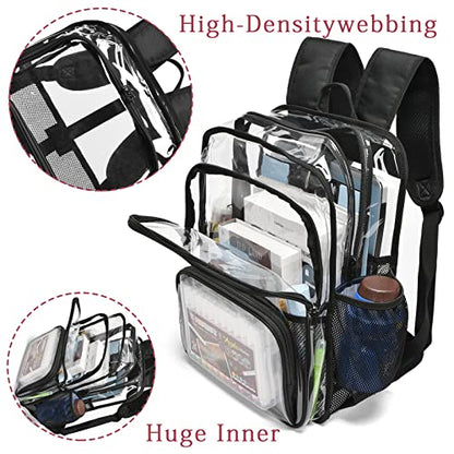 Clear Backpack, Stadium Approved Heavy Duty Waterproof Book Bag for Women Men - color: Black-2pack, size: Large-15.5in