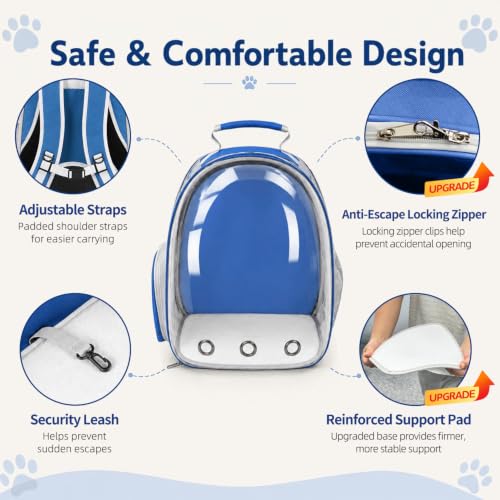 Expandable Cat Carrier Backpack with Bubble Window, Blue - color: Blue