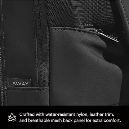 Away The Everywhere Zip Backpack - Personal Item Airline Approved Backpack with 16” Padded Laptop Sleeve, Water Bottle Pocket, Interior and Exterior Pockets - Fits Up to 16-Inch Laptops - Jet Black - color: Jet Black