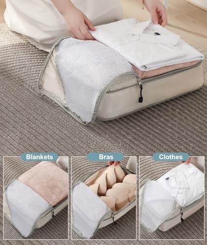 Barsine Large Compression Packing Cubes for Travel, 4-Pack Extra Large Packing Cubes with Double Compression Zipper, Luggage Organizers for Carry On, Cruise, Family Vacation & Business Travel