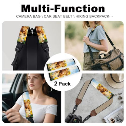 2Pcs Soft Auto Seat Belt Cover Pads, Sunflower Highland Cow Car Seatbelt Shoulder Cushion for Comfortable Driving, Compatible with All Cars' Seatbelt and Backpack Straps 11x2.4inch - color: Highland Cow