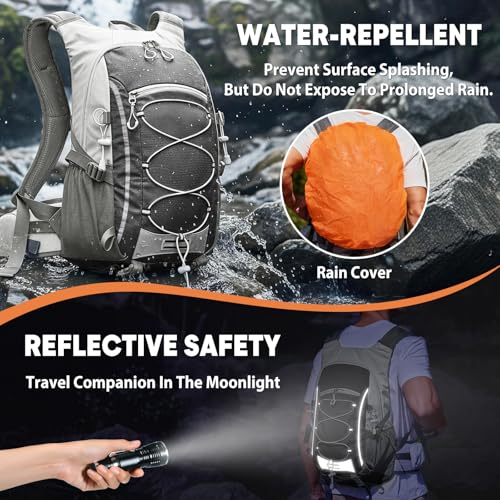 30L Hiking Backpack with Rain Cover Lightweight Hiking Daypack for Travel Camping Outdoors Knapsack for Men Women (Black) - color: Black