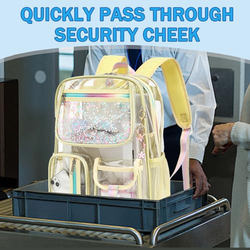 Clear Backpack for Girls Women, School Bookbag Heavy Duty See Through Backpacks (Light Yellow) - color: Pale Yellow
