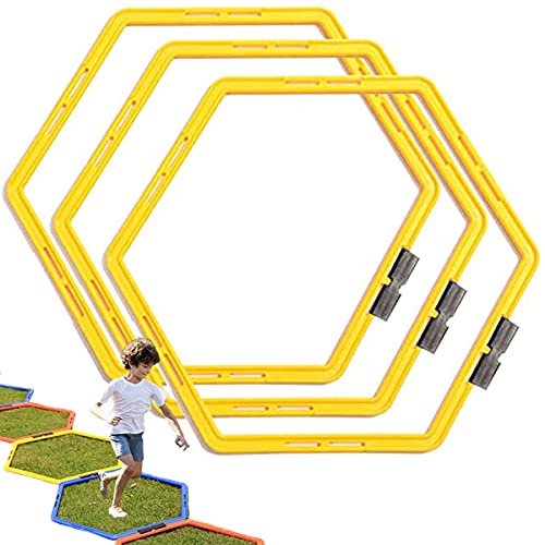 Hexagon Agility Ring Training Circle Ring Speed Agility Ladder Physical Training Ring Football Footwork Trainer Hurdles Agility Ladder Fitness Equipment Multicolor Training Ring 3Pcs - color: yellow