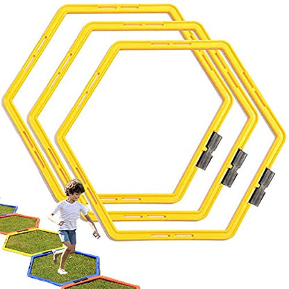 Hexagon Agility Ring Training Circle Ring Speed Agility Ladder Physical Training Ring Football Footwork Trainer Hurdles Agility Ladder Fitness Equipment Multicolor Training Ring 3Pcs - color: yellow