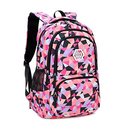 Bansusu Geometric Print Kids Backpack for Girls Boys School Bag Bookbags - color: Black-a, size: Large-A