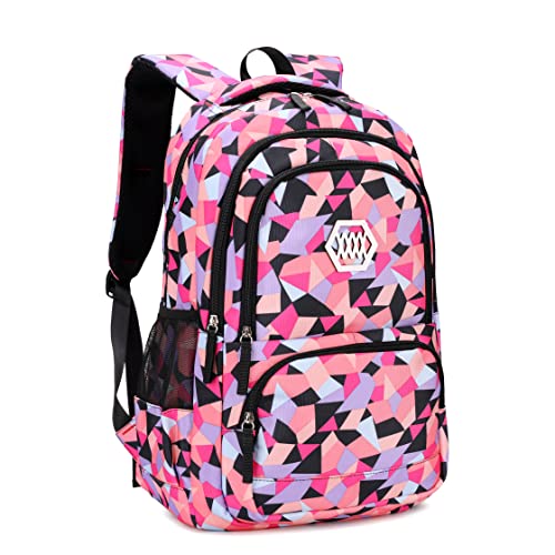 Bansusu Geometric Print Backpacks for Girls Boys School, Capacity School Girls Backpacks for Kids Water-resistant Bookbags, Black-S - color: Black-a, size: Small-A