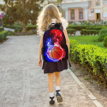 Basketball Flame Backpack, Durable Polyester Daypack with Laptop Compartment, Reinforced Bottom, Adjustable Shoulder Straps And Multi Pockets for Travel And Daily Use - color: Basketball Flame