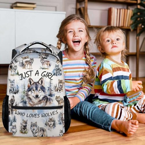 Girls Backpacks for Preschool - 17 Inch Wolf Kids School Backpack - Durable Bookbag for Kindergarten - color: Color1-1
