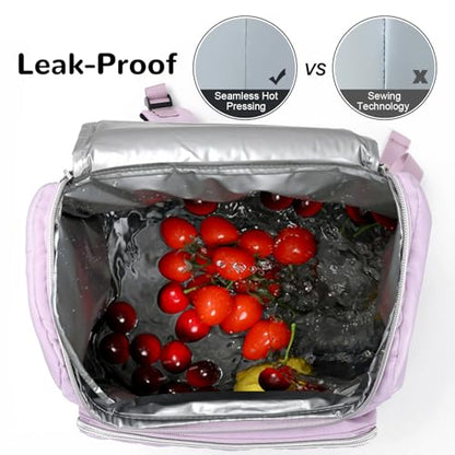 17L Backpack Cooler Insulated Leak-Proof for Women, 18 Cans Small Thermal Cooler Backpack Bag for Camping Beach Lunch Picnic, Purple