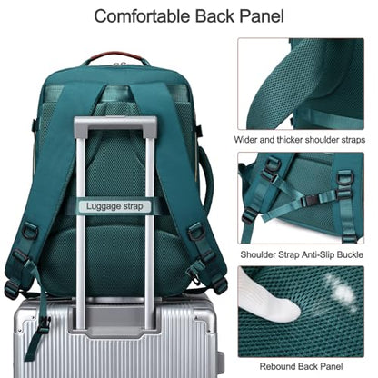40L Travel Laptop Backpack for Women & Men, Airline Approved Carry On Luggage Overnight Bags, Waterproof Personal Item Bag, Weekender Essentials Backpacks Vacuum Backpack Dark Green - color: Dark Green