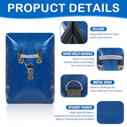 Esmorah 4pcs Vinyl Sandbags with Handle, 50lb Capacity Bounce House Sand Bags, Duty Sand Bag Anchor Safety Weight Product for Inflatable Trampolines and Water Slides (Blue)