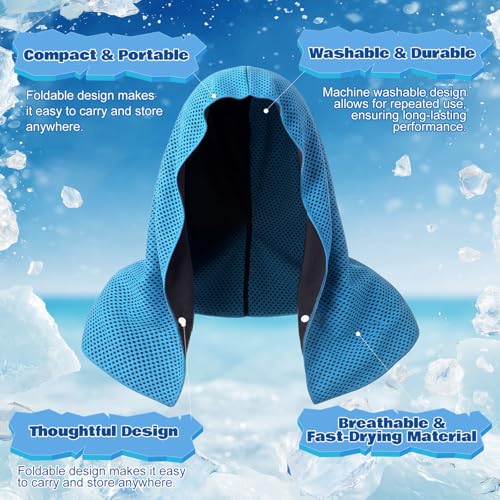 Honoson 20 Pcs12x25 Inch Cooling Hoodie Towel Bulk for Neck and Face 40x12 Inch Quick Dry Sweat Towels Instant Ice Cold Towel for Hot Weather Run Yoga Gym(Light Blue) - color: Light Blue