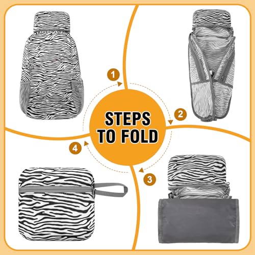 ZOMAKE Lightweight Packable Backpack 20L,Foldable Backpacks Small Daypack for Hiking Water Resistant Day Bag for Travel(Zebra Print) - color: Zebra Print