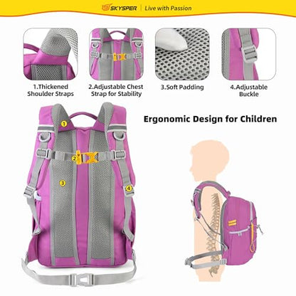 SKYSPER Kids Backpack 18L Children School Bag Child Boy Girl Pack Ages 4-8 for Traveling Day Trips Classes(Purple) - color: Purple, size: Medium