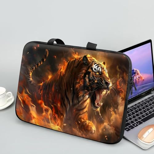14 15 15.4 15.6 inch Laptop Handle Bag Computer Bag, Pouch Holder Notebook Sleeve Cover Soft Case Compatible for Dell,Lenovo,Toshiba HP, Asus Notebook-Majestic Tiger Roaring - color: Majestic Tiger Roaring