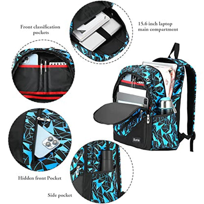 bunie School Backpack for Boys Large Bookbag Boys Backpacks Elementary Middle High School Bags Kids Cool Back Pack Children 7 8 9 10 11 12 13 14 15 16 Years Old (Blue) - color: Blue