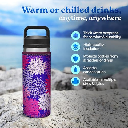 Water Bottle Sleeve, Neoprene Insulator, Fits 24-30 Oz. Water Bottle, Washable and Reusable, Large Size, Palms - color: Palms, size: Large 24-30oz