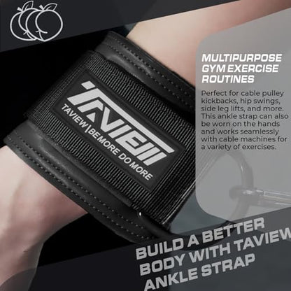 TAVIEW Ankle Straps Cable Machine Attachment for Gym - Cable Kickback Ankle Straps - Padded Ankle Cuffs for Glute Kickbacks and Leg Workouts - color: Black-Pair