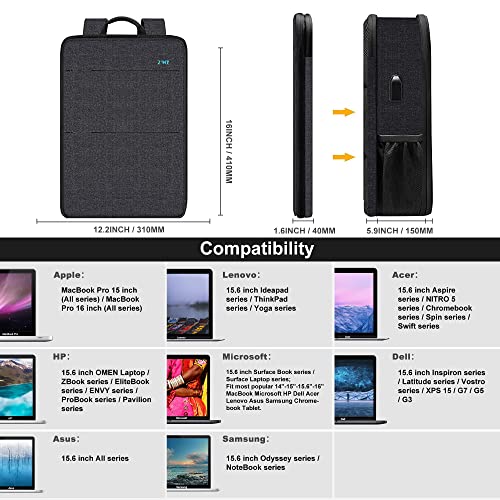 ZINZ Slim & Expandable Laptop Backpack 15 15.6 16 Inch Case, Water Resistant Travel Backpack Compatible with MacBook Pro/Neo 16" 15", Dell XPS 15 16 and Most 15" 15.6" 16" Notebooks，B04K01 - color: B04k01, size: 15"-16"