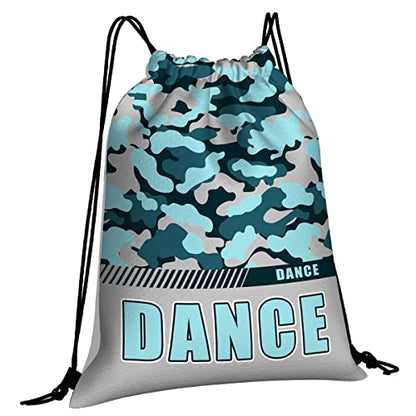 Drawstring Backpack Waterproof Gym Drawstring Bags Sports String Bag Camo Sackpack-Aqua Dance Drawstring Bag - color: Dance Drawstring Bags-camo Aqua