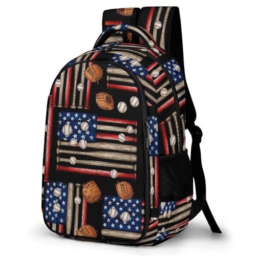 Business Travel Laptop Backpack Vintage Patriotic USA American Flag Baseball Print, Anti Theft Water Resistant Computer Bag with Compartment for Men Women - color: Pattern (346)
