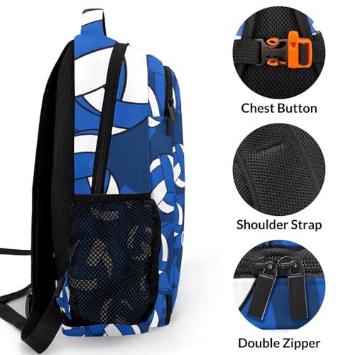 Blue Volleyball Pattern Casual Backpack Daypack Bookbag Laptop Bag Custom Shoulders Backpacks for Gifts - color: Blue Volleyball Pattern