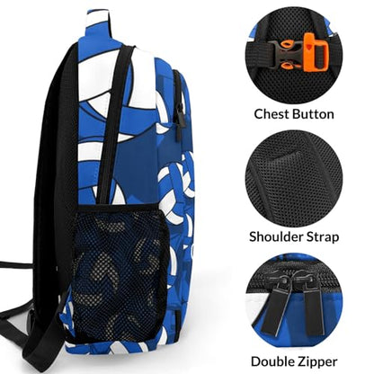 Blue Volleyball Pattern Casual Backpack Daypack Bookbag Laptop Bag Custom Shoulders Backpacks for Gifts - color: Blue Volleyball Pattern